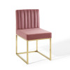 Modway Furniture Carriage Channel Tufted Sled Base Performance Velvet Dining Chair - Gold & Dusty Rose