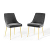 Modway Furniture Viscount Performance Velvet Dining Chairs - Set of 2 - Gold & Charcoal