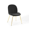 Modway Furniture Scoop Gold Stainless Steel Leg Performance Velvet Dining chair - Black