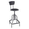 Safco Products Company Industrial Stool- Seat Height 22in.-27in.- Seat Back 12in.x7in.- Pewter