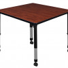 Regency Kee 36 in. Square Height Adjustable Mobile Classroom Table - Cherry