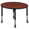 Regency Kee 30 in. Round Height Adjustable Mobile Classroom Table - Cherry