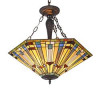 Chloe Lighting Kinsey Tiffany-Style 3 Light Mission Large Inverted Ceiling Pendant - 24 in. Shade