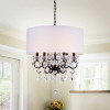 Warehouse of Tiffany 6-Light Ninian Crystal & Metal Chandelier with Fabric Drum Shade - Oiled-Rubbed Bronze