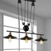 Warehouse of Tiffany 3-Light Chorne Pulley Adjust Chandelier with Edison Bulbs - Black