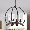Warehouse of Tiffany HM103-4 22 in. Arden Caged Chandelier - Matte Black & Brown Finish