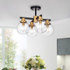 Warehouse of Tiffany CM084-4 17.5 in. Tegan 4-Light Indoor Flush Mount Chandelier with Light Kit Multi Color