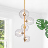 Warehouse of Tiffany HM094-5 5-Light Newill Vertical Chandelier with Variable Glass Globes Bulbs - Gold