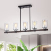 Warehouse of Tiffany HM147-5 5-Light Henlu Imitation Wood Grain Chandelier - Chrome & Forged Black