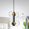 Warehouse of Tiffany IMP09E-4G Vien 4-Light Clear Glass Pendant Lamp- Black