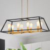 Warehouse of Tiffany HM224-8BG Jerry Matte Black & Gold 8-Light Linear Kitchen Island Chandelier