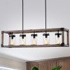 Warehouse of Tiffany HM217D-5FWG 44 in. The Barn Greta Grange Forged Black & Wood Grain Pendant Lamp Chandelier - Gray