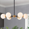 Warehouse of Tiffany HM230-6BG 26 in. 6 Light Chevalier with Chandelier - Matte Black & Gold