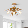 Warehouse of Tiffany 17 in. Amalia 3-Light Indoor Semi-Flush Mount Light with Light Kit Matte Gold