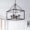 Warehouse of Tiffany 4-Light Anson Clear Pillar Glass Square Chandelier - Antique Bronze