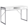 Monarch Specialties 48 in. White & Silver Metal Computer Desk