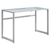 Monarch Specialties 48 in. Silver Metal & White Tempered Glass Computer Desk