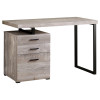 Monarch Specialties 48 in. Taupe Reclaimed Wood & Black Metal Computer Desk