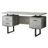 Monarch Specialties 60 in. Grey Reclaimed Wood & Black Metal Computer Desk