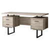 Monarch Specialties 60 in. Taupe Reclaimed Wood & Black Metal Computer Desk