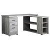 Monarch Specialties Grey Reclaimed Wood Left or Right Facing Corner Computer Desk