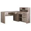 Monarch Specialties Taupe Reclaimed Wood Left or Right Facing Corner Computer Desk