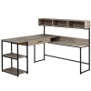 Monarch Specialties Dark Taupe & Black Metal Corner Computer Desk