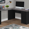 Monarch Specialties Tempered Glass Corner Computer Desk - Black & Grey Top