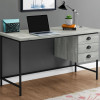 Monarch Specialties 55 in. Grey Reclaimed Wood & Black Metal Computer Desk