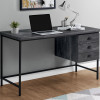 Monarch Specialties 55 in. Black Reclaimed Wood & Black Metal Computer Desk