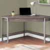 Monarch Specialties 42 in. Dark Taupe Corner & Silver Metal Computer Desk