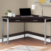 Monarch Specialties 42 in. Cappuccino Corner & Silver Metal Computer Desk