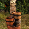 Jeco Three Pots with Solar Pillar Lamp Water Fountain
