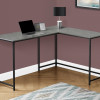 Monarch Specialties 58 in. Metal Corner Computer Desk Grey Stone-Look - Black