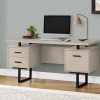 Monarch Specialties 60 in. Metal Computer Desk Modern Taupe - Black