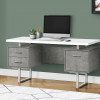 Monarch Specialties 60 in. Metal Computer Desk, White & Grey Concrete - Silver