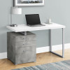 Monarch Specialties 48 in. Left & Right Metal Computer Desk, White Concrete - Silver