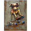 40 x 30 in. Dog on Skateboard Hand Painted Primo Mixed Media Iron Wall Sculpture 3D Metal Wall Art