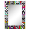 48 x 36 in. Sugar Skulls Rectangular Reverse Printed Tempered Glass Art with 36 x 24 in. Rectangular Beveled Mirror