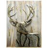 40 x 30 in. Deer 1 Hand Painted Primo Mixed Media Iron Wall Sculpture on Slatted Solid Wood 3D Metal Wall Art