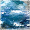 38 x 38 in. Blue Glistening Tide A Abstract Frameless Tempered Glass Panel Contemporary Wall Art