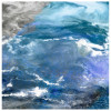 38 x 38 in. Blue Glistening Tide B Abstract Frameless Tempered Glass Panel Contemporary Wall Art