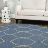 8 x 8 ft. Hand Tufted Wool Geometric Round Area Rug, Blue & Beige