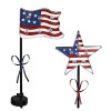 Four Seasons Courtyard Metal Solar Patriotic Star & Flag Stake