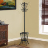 71 in. Black Metal with An Umbrella Holder Coat Rack