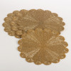 SARO 15 in. Flower Design Beaded Placemat Gold - Set of 4