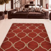 9 x 12 ft. Hand Tufted Wool Geometric Rectangle Area Rug, Red & Beige