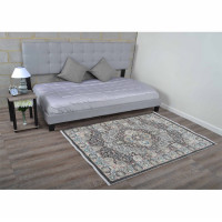 5 ft. x 7 ft. 10 in. Machine Woven Crossweave Polyester Oriental Rectangle Area Rug, Beige & Black