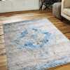5 ft. x 7 ft. 10 in. Machine Woven Crossweave Polyester Oriental Rectangle Area Rug Blue
