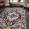 5 ft. x 7 ft. 10 in. Machine Woven Crossweave Polyester Oriental Rectangle Area Rug Red